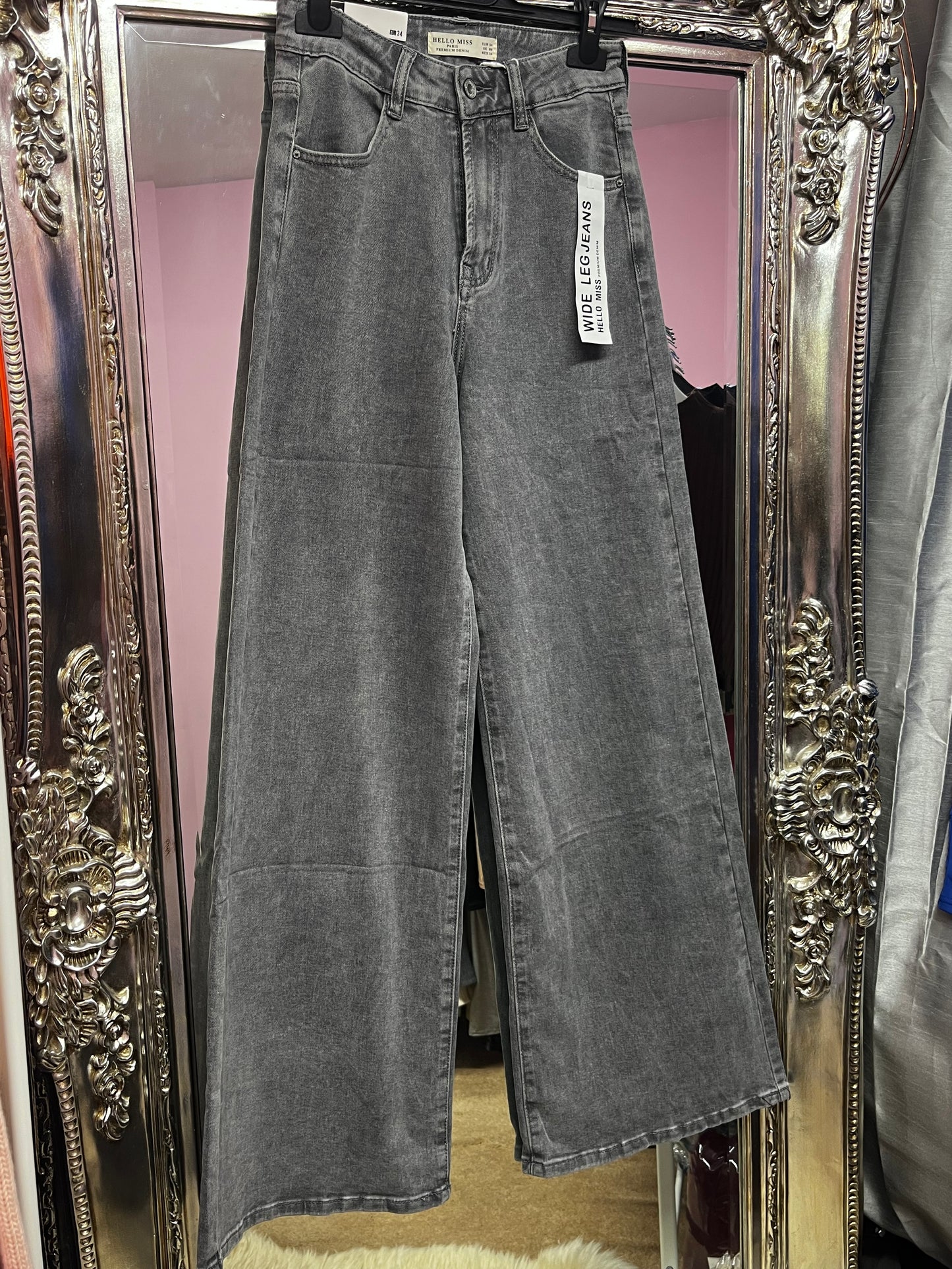 Grey wide leg jeans