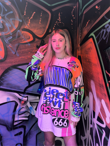 Graphic colourful shirt dress