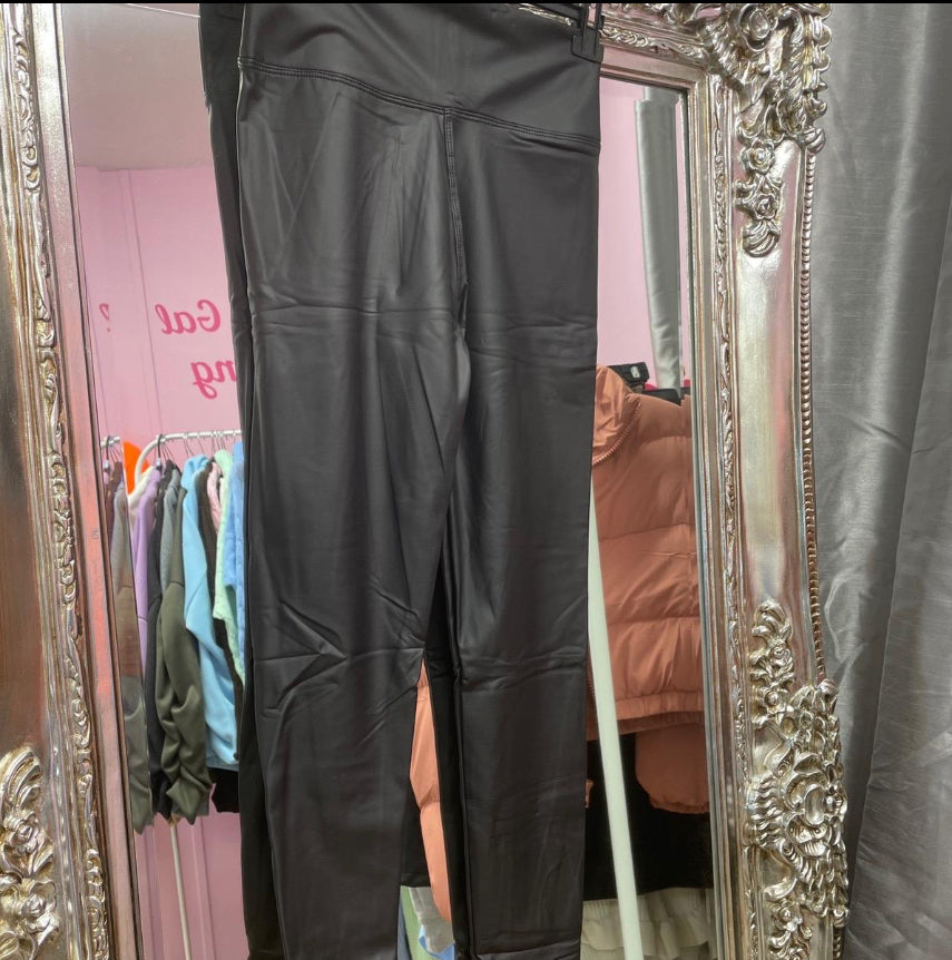 Leather look high waisted leggings