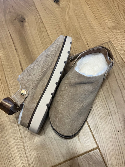 Fleece lined ankle boots with adjustable strap