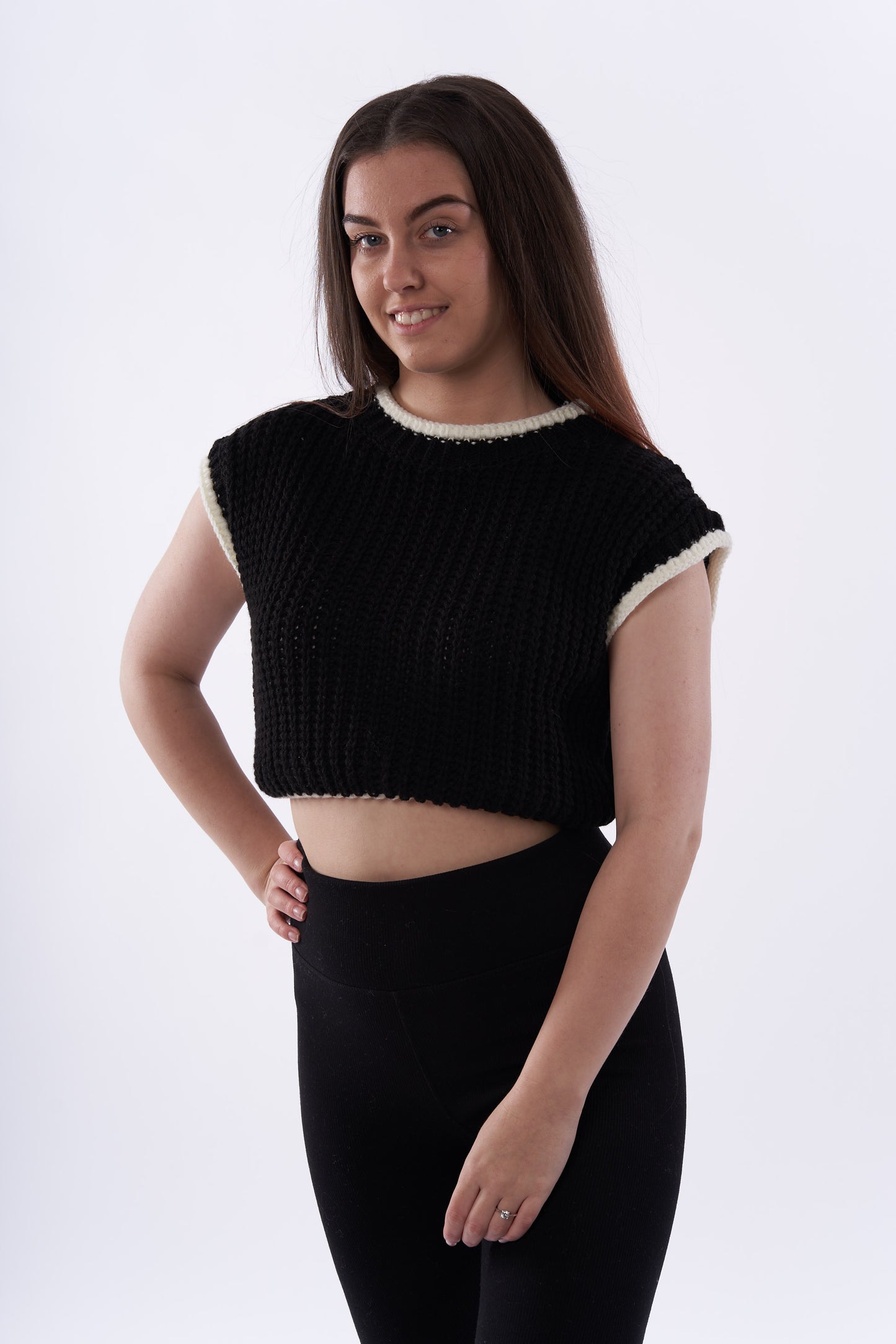 Cropped Caitlin knitted short sleeve top