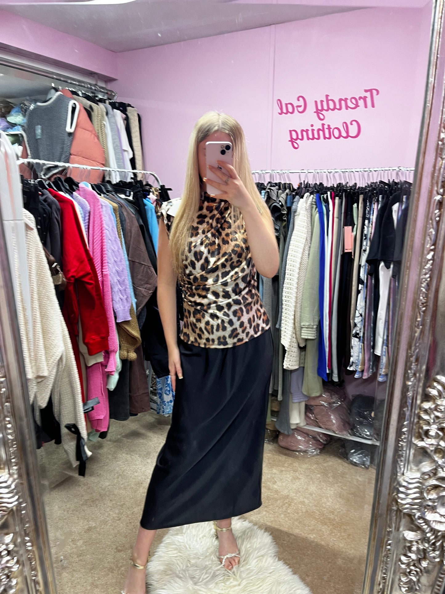 Satin elasticated maxi skirt