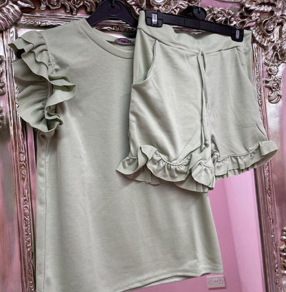 Faith frilled top and short set