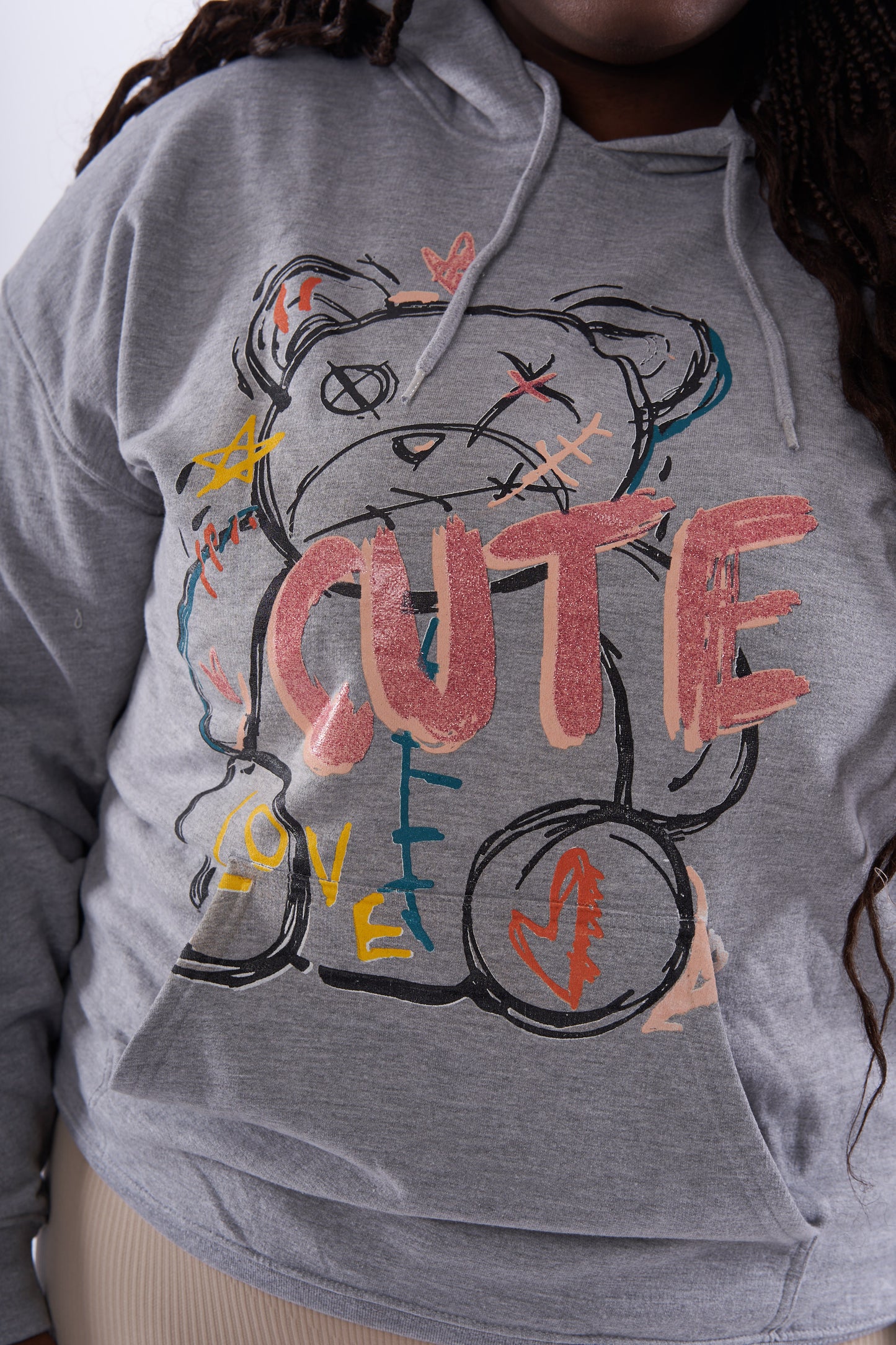 ‘Cute’ teddy bear hoodie with front pockets