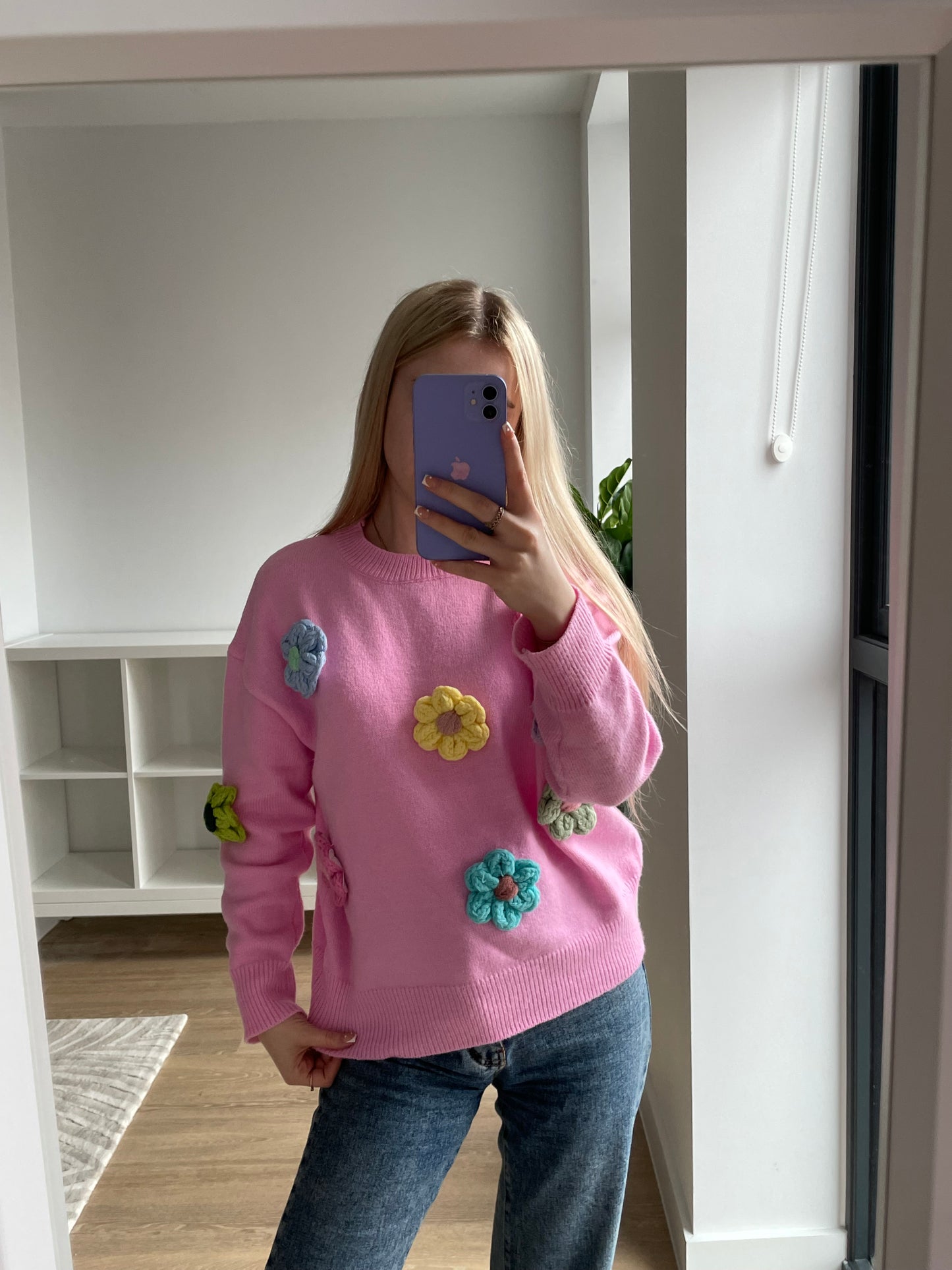 Knitted flower jumper