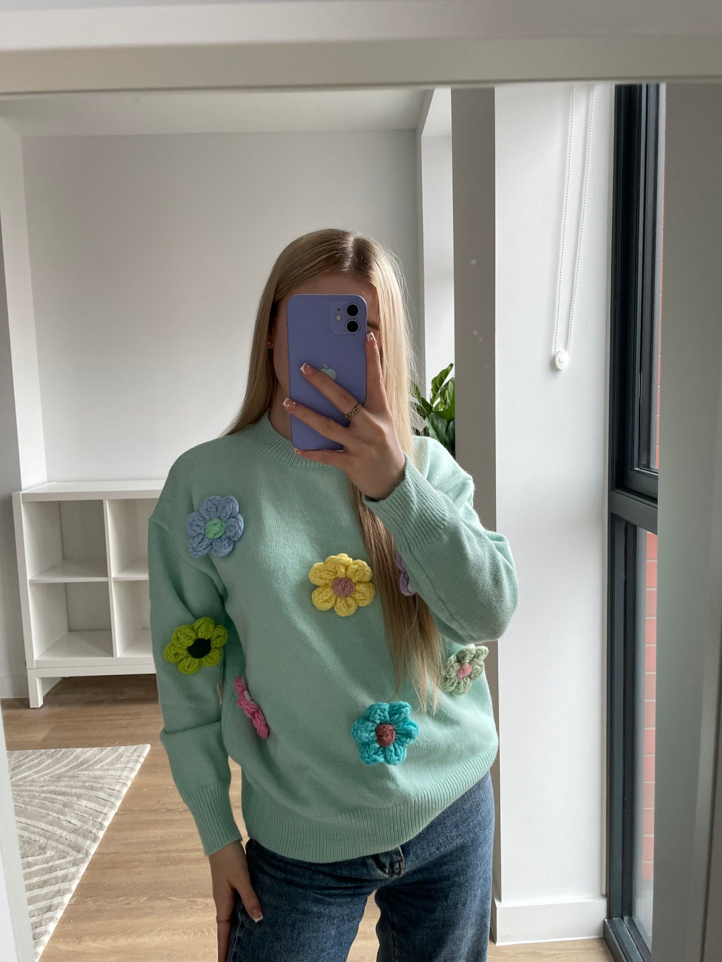 Knitted flower jumper