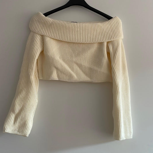 Off the shoulder ribbed knitted crop top