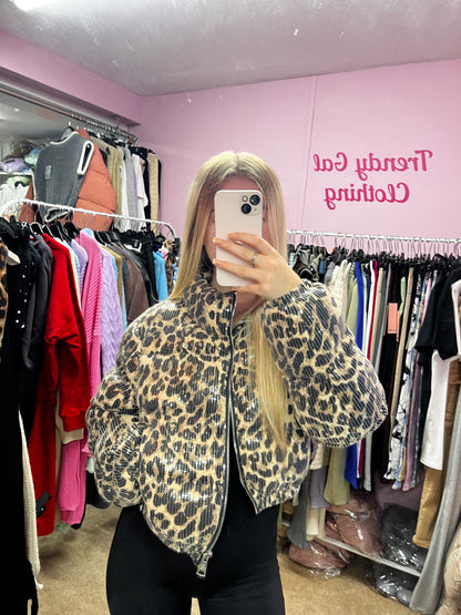 Sequin leopard print cropped coat