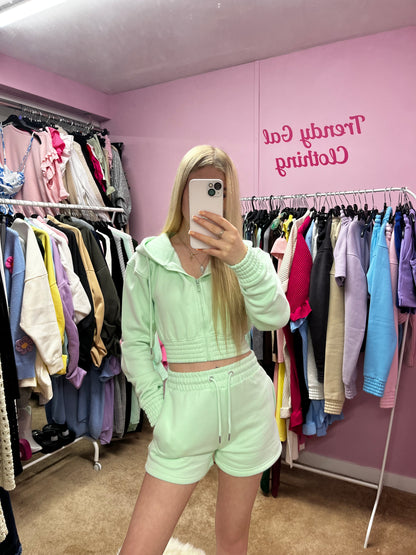 Cropped zip up hoodie and shorts set
