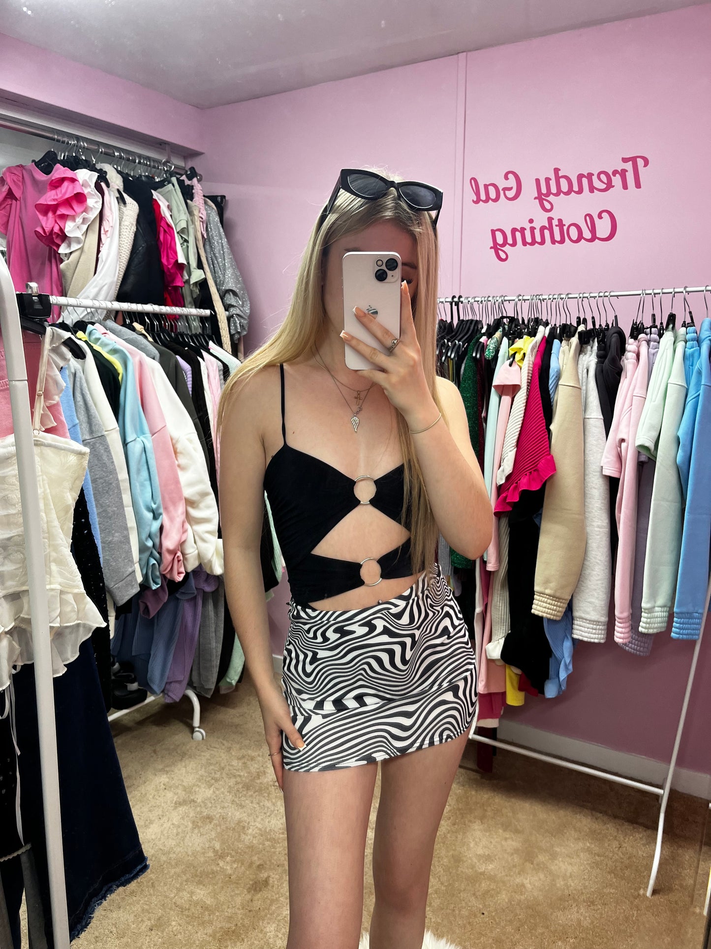 Zebra print stretchy mini skirt