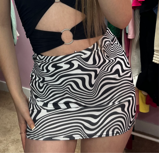 Zebra print stretchy mini skirt