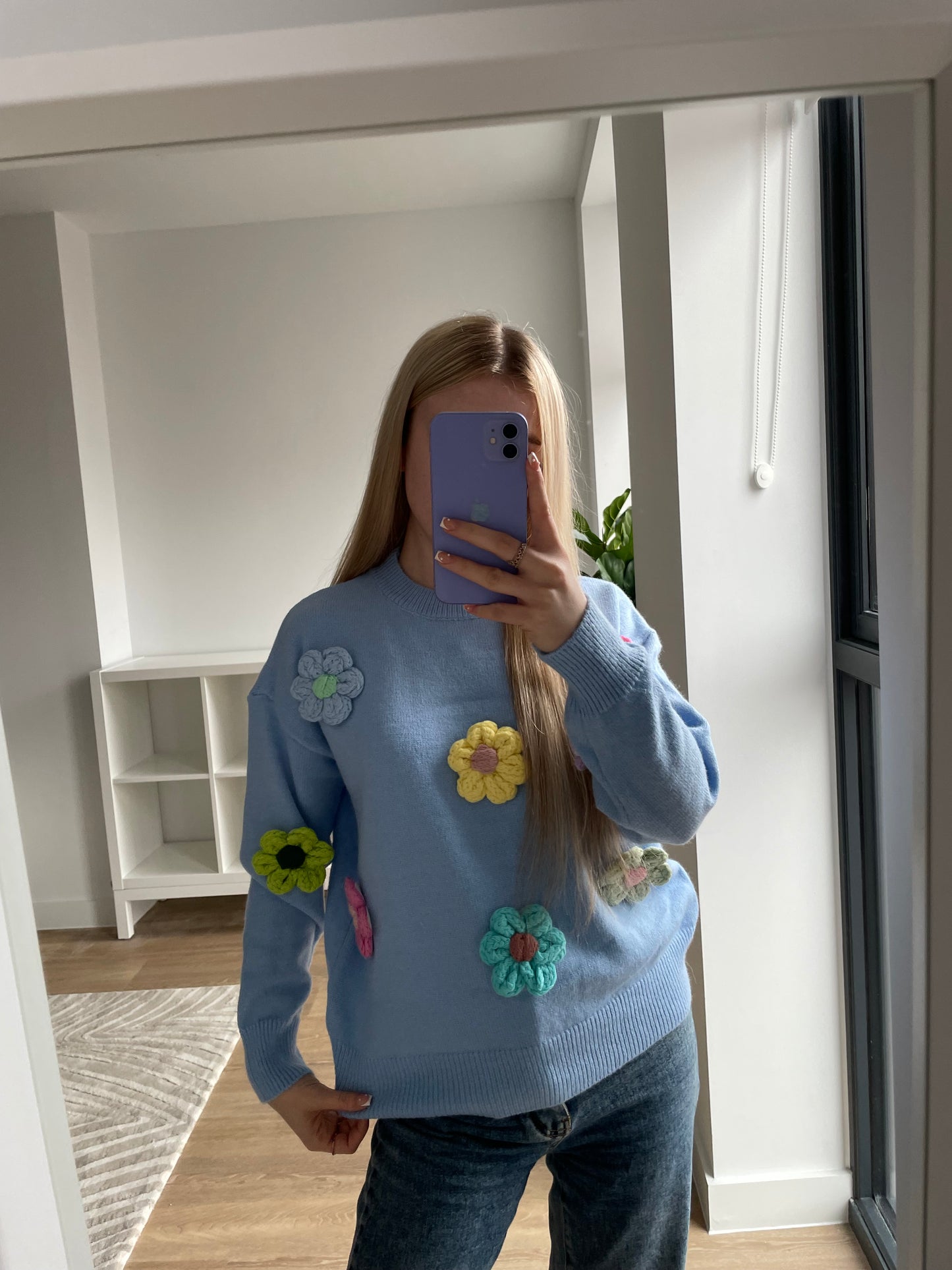 Knitted flower jumper