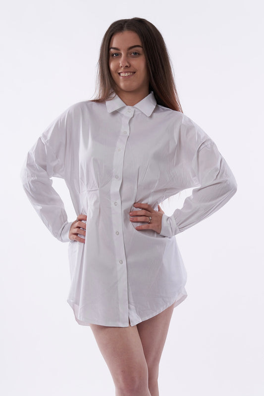 Button up white shirt dress