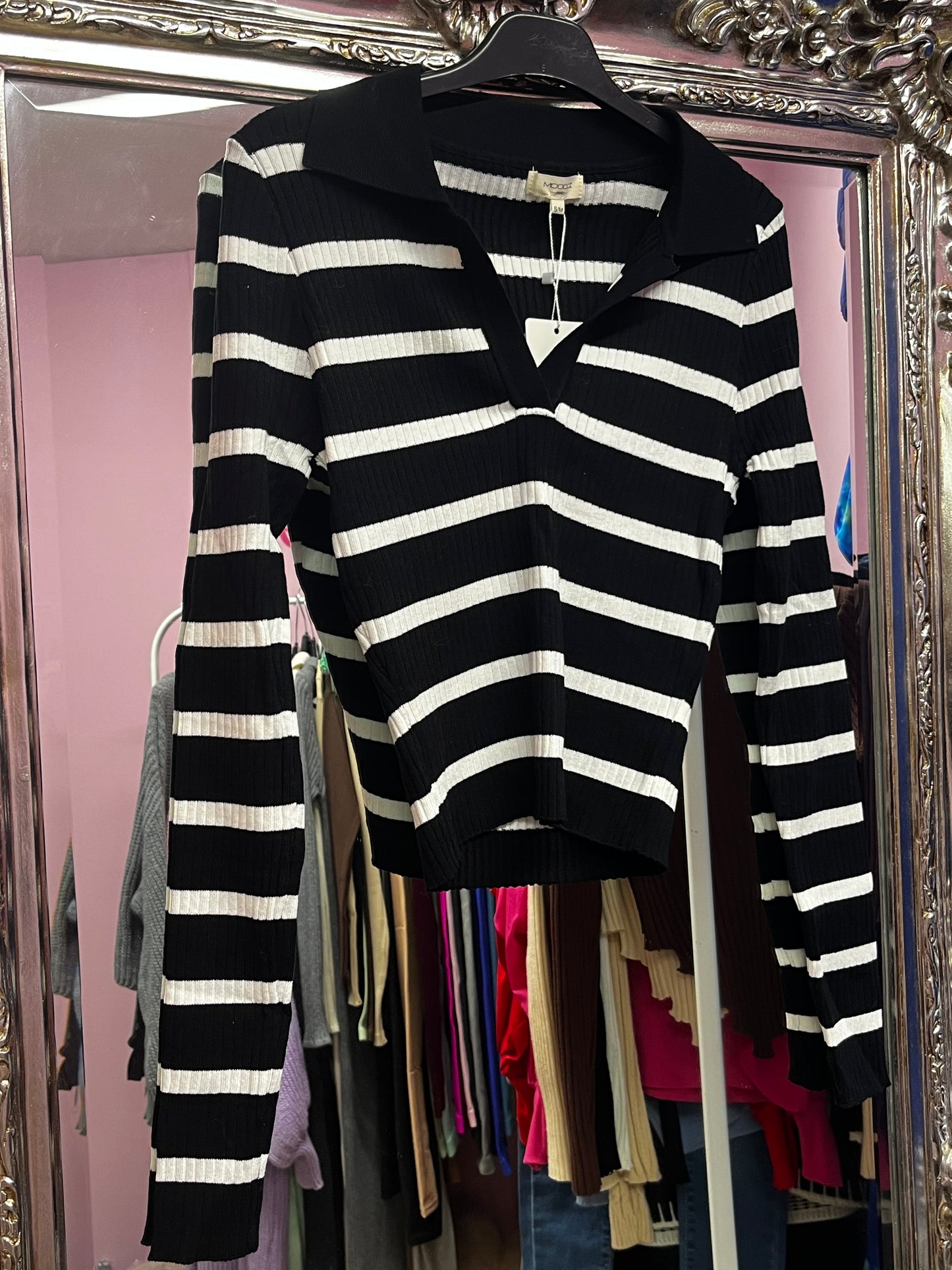 Stripey long sleeved crop top