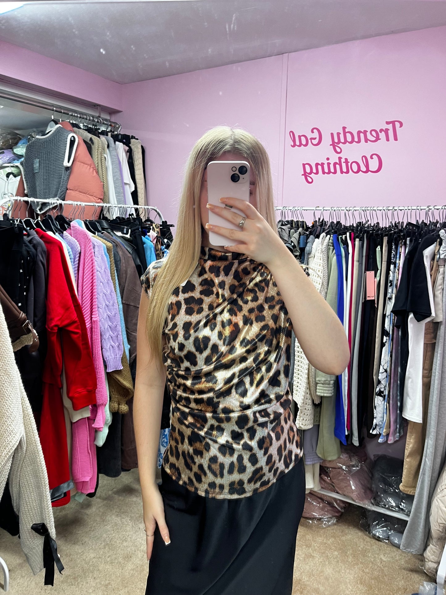 Gold leopard print top