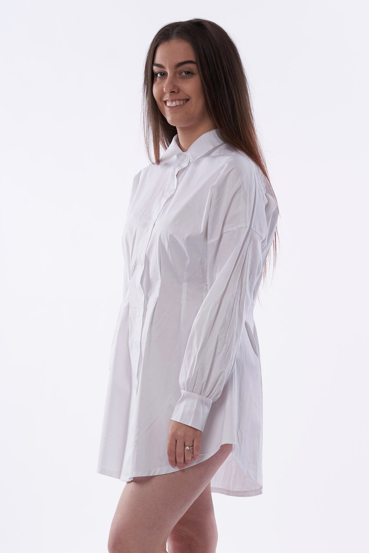 Button up white shirt dress